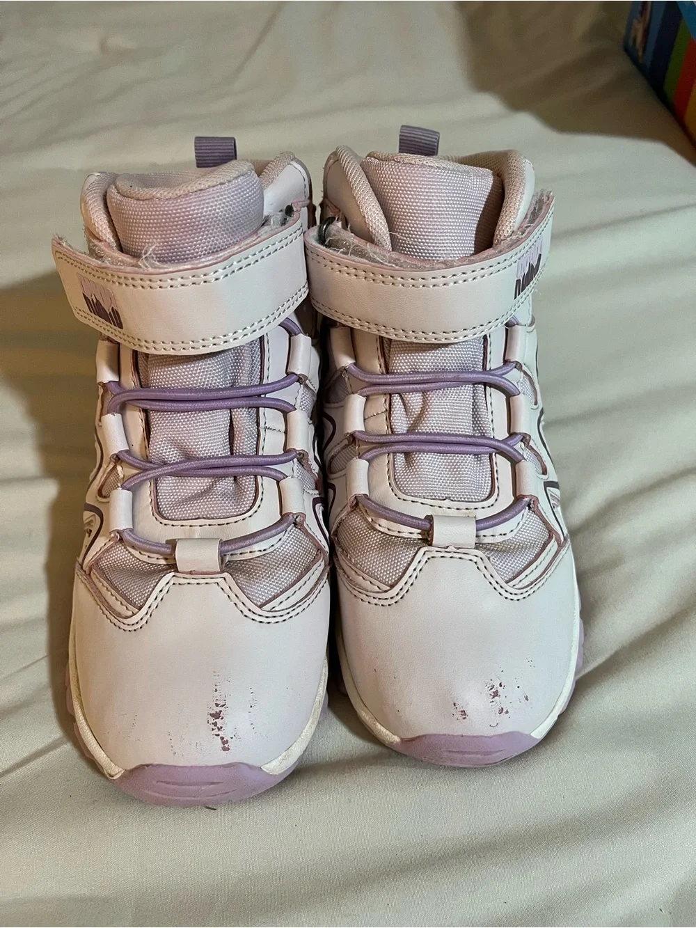 Kids Pink High-Top Sneakers with Lavender Details